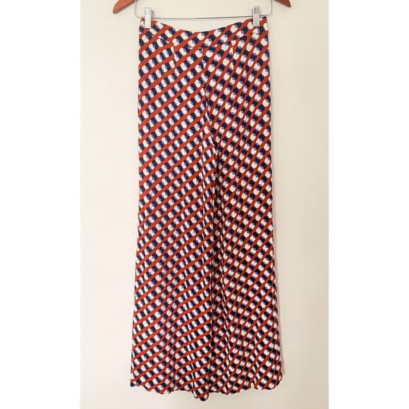 Corey Lynn Calter Flowy Pleated Pants Bold Print Wide Leg Rayon Trousers Sz XS - Picture 2 of 9